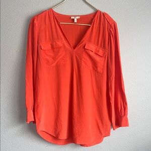 Joie Vibrant Coral V-Neck Blouse